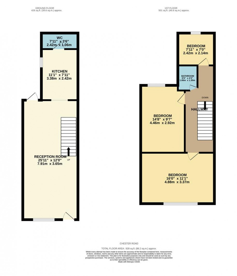 Floorplan for CHESTER ROAD, Watford